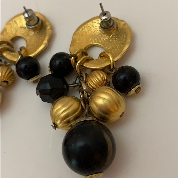 Gold & Black Pierced Earrings - Picture 6 of 7